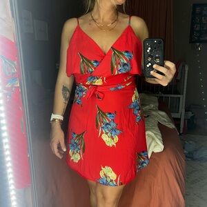 Floral Dress New With Tags adjustable straps low back faux wrap